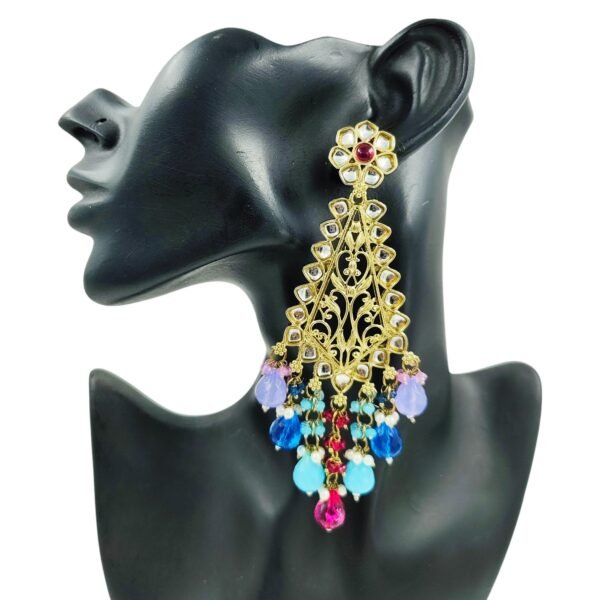 Elegance Redefined: The Long Kundan Crystal Chandbali - Image 6