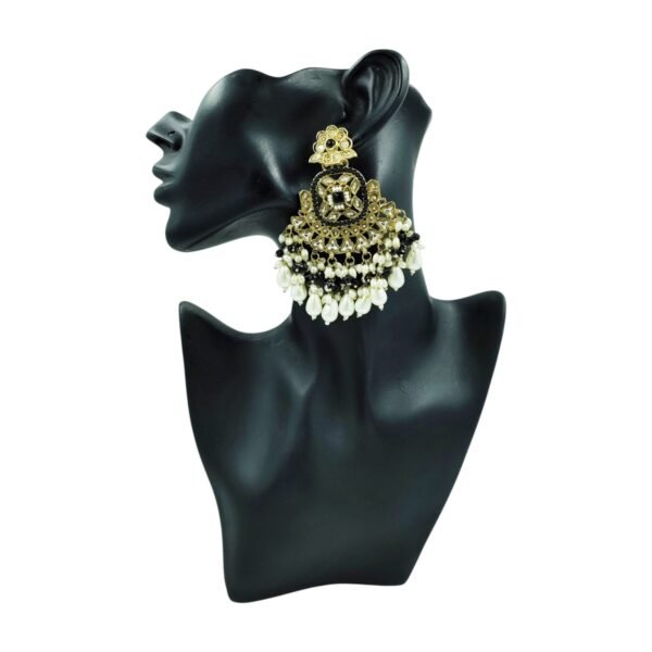 Elegance Redefined: Elephant Chandbali Earrings with Pearl and Bead Detailing - Image 2