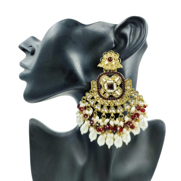 Elegance Redefined: Elephant Chandbali Earrings with Pearl and Bead Detailing - Image 6