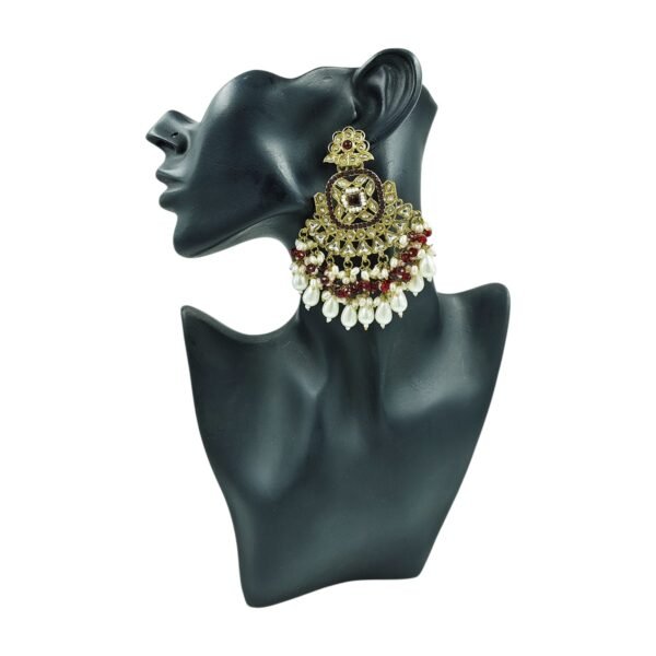 Elegance Redefined: Elephant Chandbali Earrings with Pearl and Bead Detailing - Image 7
