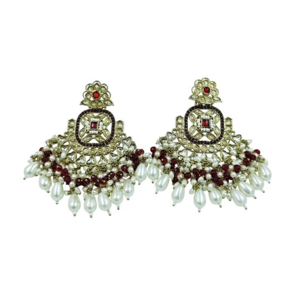 Elegance Redefined: Elephant Chandbali Earrings with Pearl and Bead Detailing - Image 8