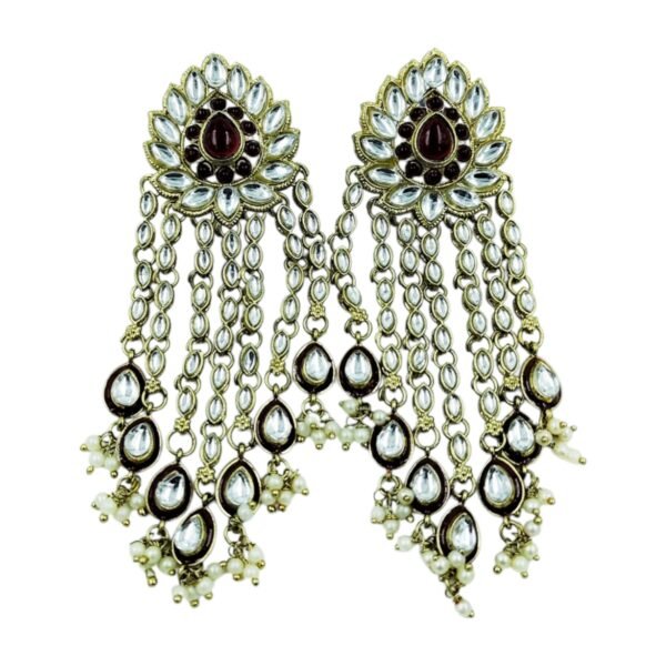 Elevate Your Style with Long Multi Strand Kundan Earrings - Image 18