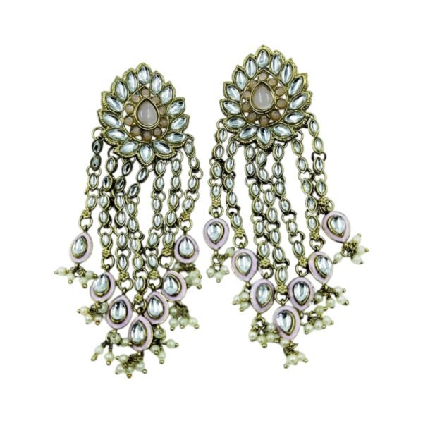 Elevate Your Style with Long Multi Strand Kundan Earrings - Image 3