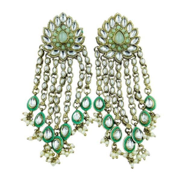 Elevate Your Style with Long Multi Strand Kundan Earrings - Image 13