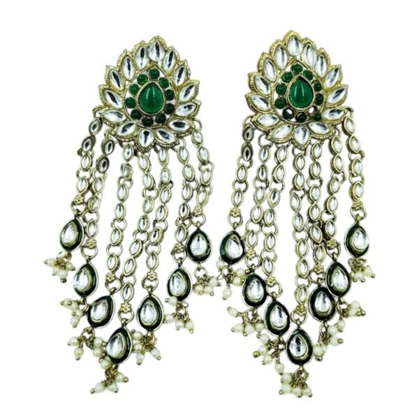 Elevate Your Style with Long Multi Strand Kundan Earrings - Image 8