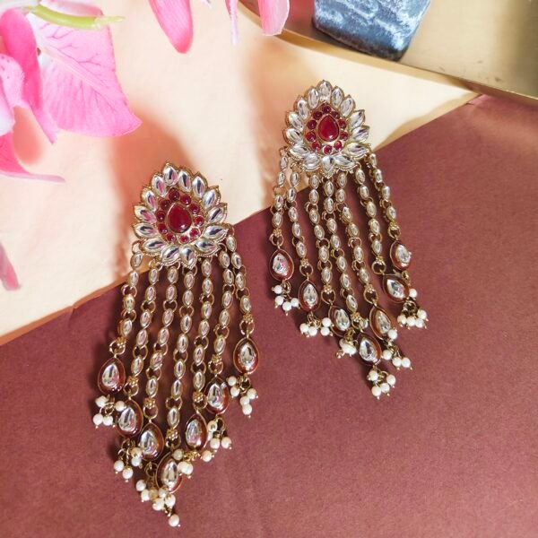 Elevate Your Style with Long Multi Strand Kundan Earrings - Image 20