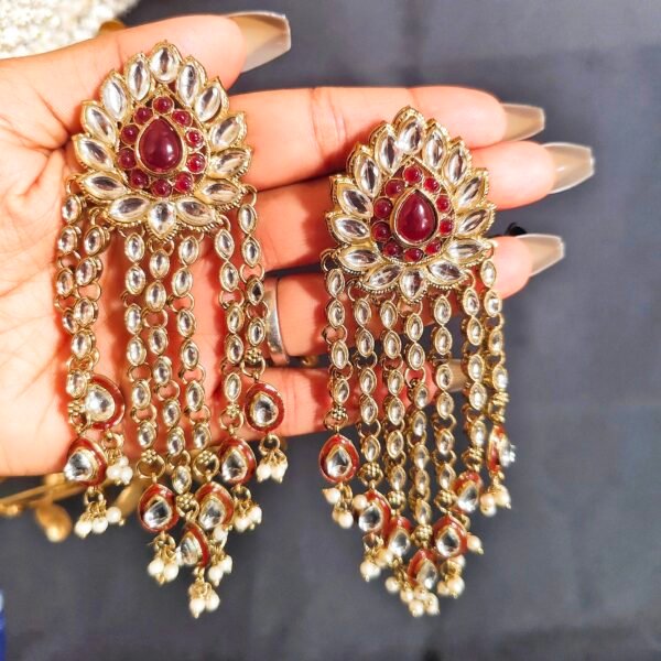 Elevate Your Style with Long Multi Strand Kundan Earrings - Image 19