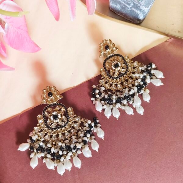 Elegance Redefined: Elephant Chandbali Earrings with Pearl and Bead Detailing - Image 5