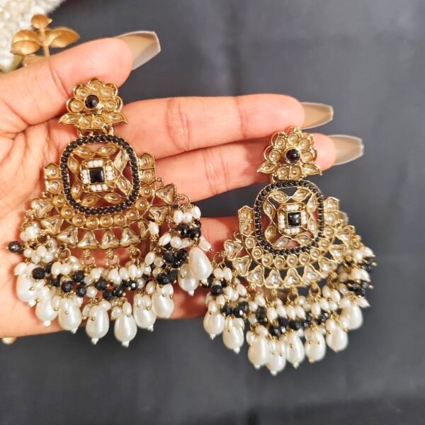 Elegance Redefined: Elephant Chandbali Earrings with Pearl and Bead Detailing - Image 4