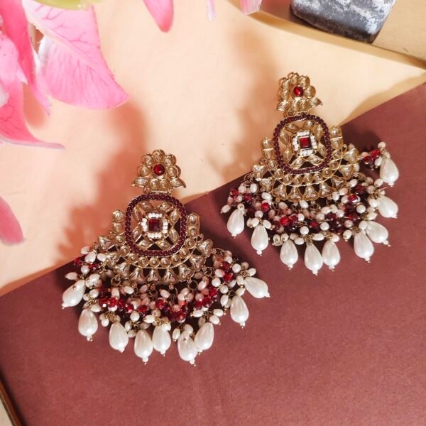 Elegance Redefined: Elephant Chandbali Earrings with Pearl and Bead Detailing - Image 10