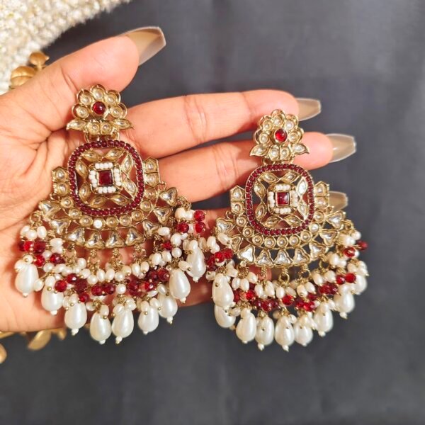 Elegance Redefined: Elephant Chandbali Earrings with Pearl and Bead Detailing - Image 9