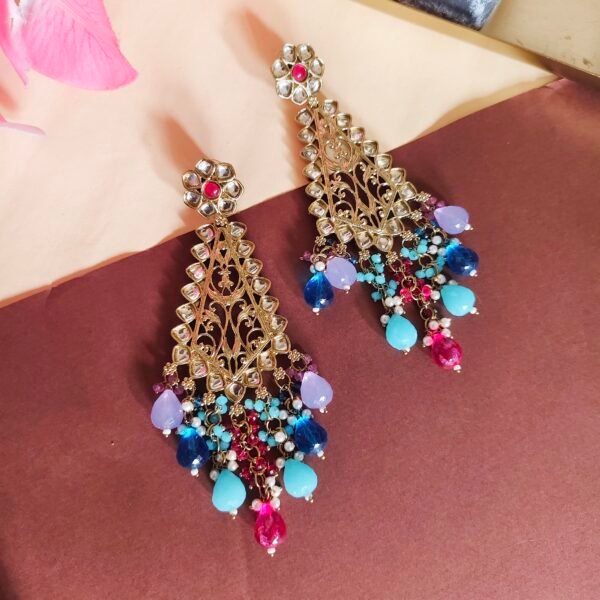 Elegance Redefined: The Long Kundan Crystal Chandbali - Image 10