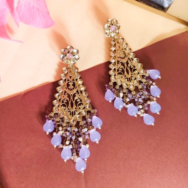Elegance Redefined: The Long Kundan Crystal Chandbali - Image 5
