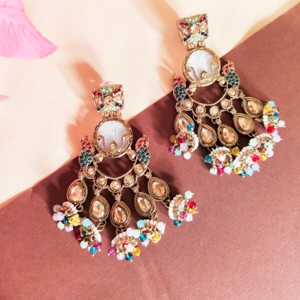 Elegance Redefined: Kundan Crystal Chandbali with Jhumki Embellishments - Image 5