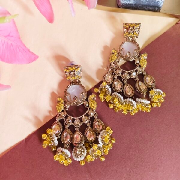 Elegance Redefined: Kundan Crystal Chandbali with Jhumki Embellishments - Image 15