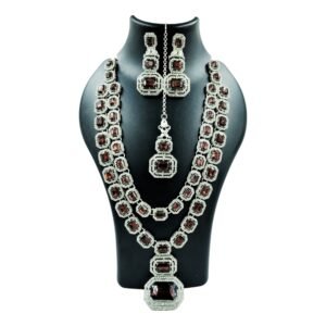 Elegant 2-Layered Long Ad Necklace Set with Matching Accessories