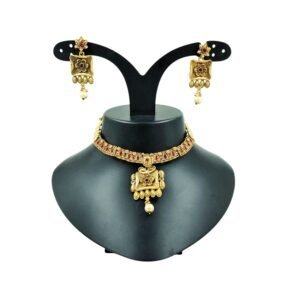 Elegant Brass Choker and Earrings Set