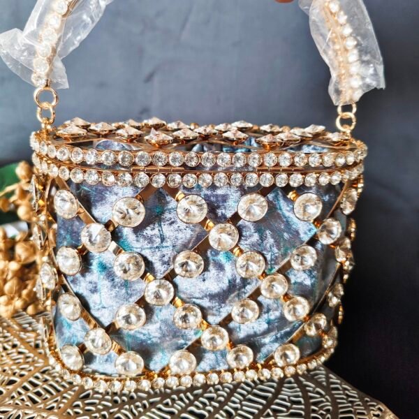 Elegant Bridal Cage Clutch with Potli Inside - Image 3