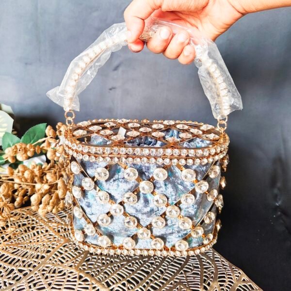 Elegant Bridal Cage Clutch with Potli Inside - Image 5