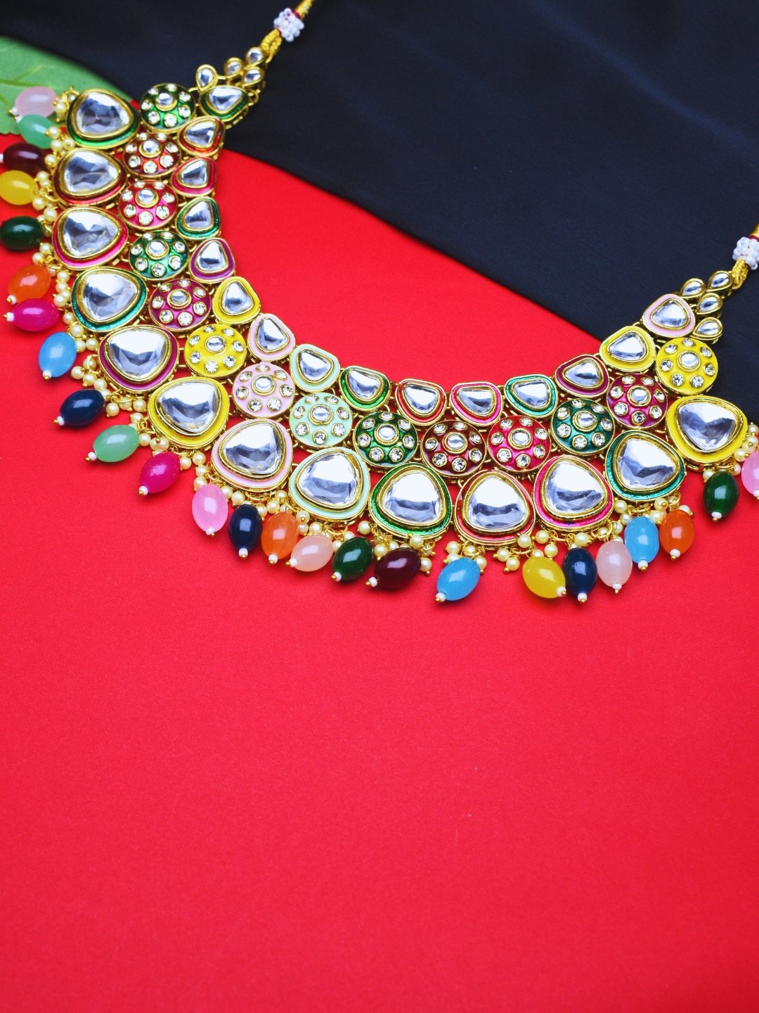 Elegant Meenakari Kundan Choker with Matching Earrings and Mangtika - Image 3