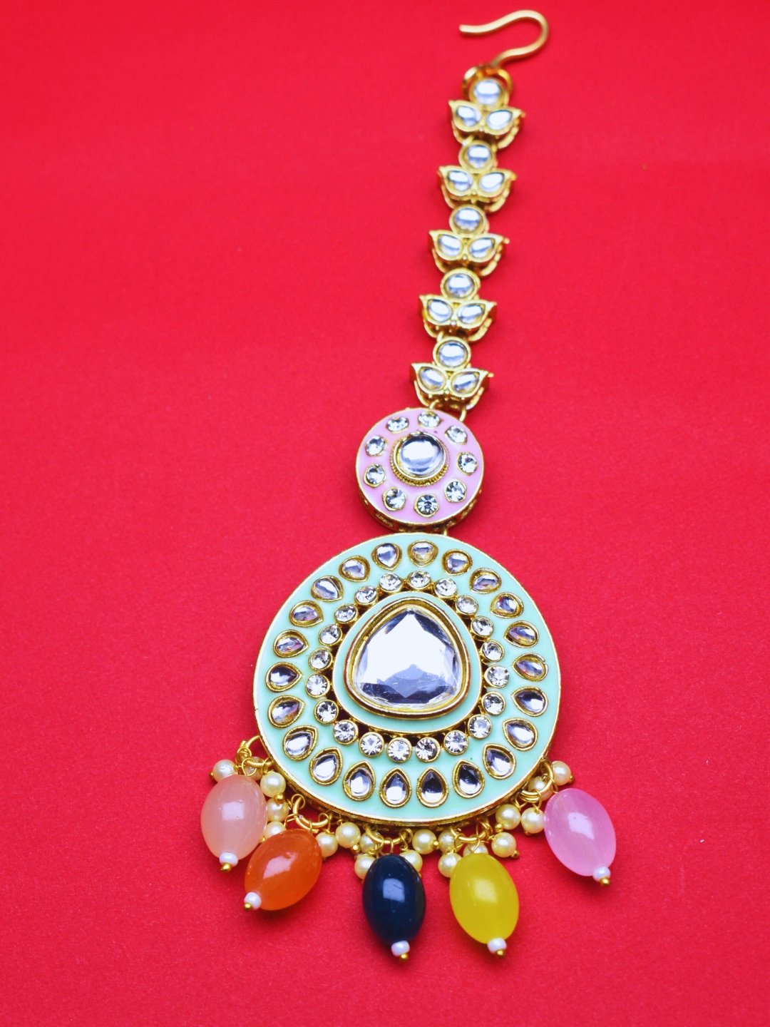 Elegant Meenakari Kundan Choker with Matching Earrings and Mangtika - Image 4