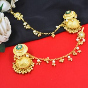 Beautiful Handmade Long Gold Plated Kashmiri Earring Embellished with Ghungroo