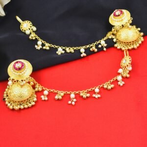 Beautiful Handmade Long Gold Plated Kashmiri Earring Embellished with Ghungroo