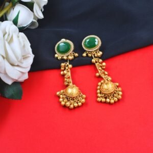 Beautiful Handmade Long Gold Plated Kashmiri Earring Embellished with Ghungroo