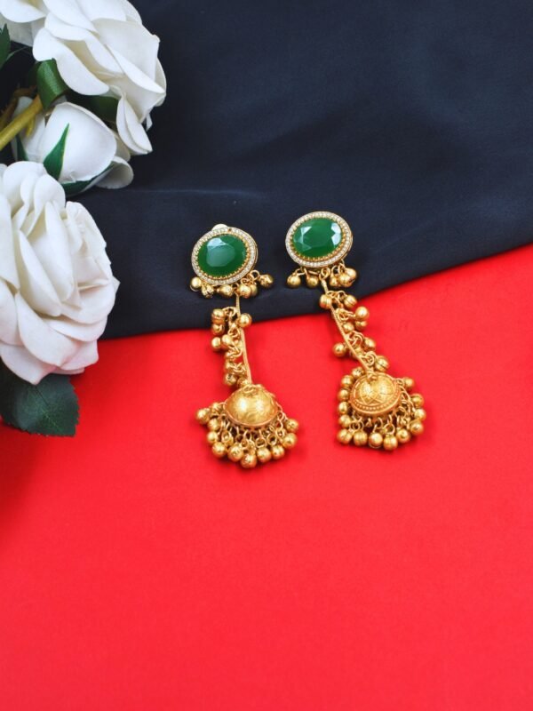 Beautiful Handmade Long Gold Plated Kashmiri Earring Embellished with Ghungroo