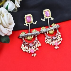 Beautiful Handmade Long Gold Plated Kashmiri Earring Embellished with Ghungroo
