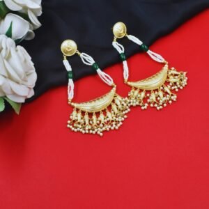 Beautiful Handmade Long Gold Plated Kashmiri Earring Embellished with Ghungroo