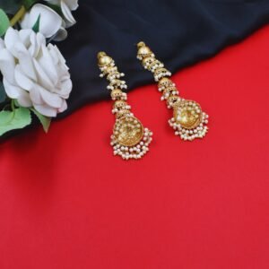 Beautiful Handmade Long Gold Plated Kashmiri Earring Embellished with Ghungroo