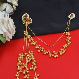 Beautiful Handmade Long Gold Plated Kashmiri Earring Embellished with Ghungroo