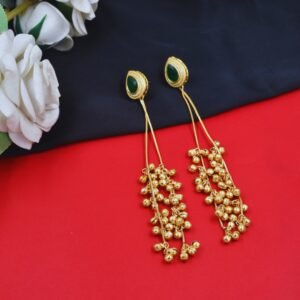 Beautiful Handmade Long Gold Plated Kashmiri Earring Embellished with Ghungroo