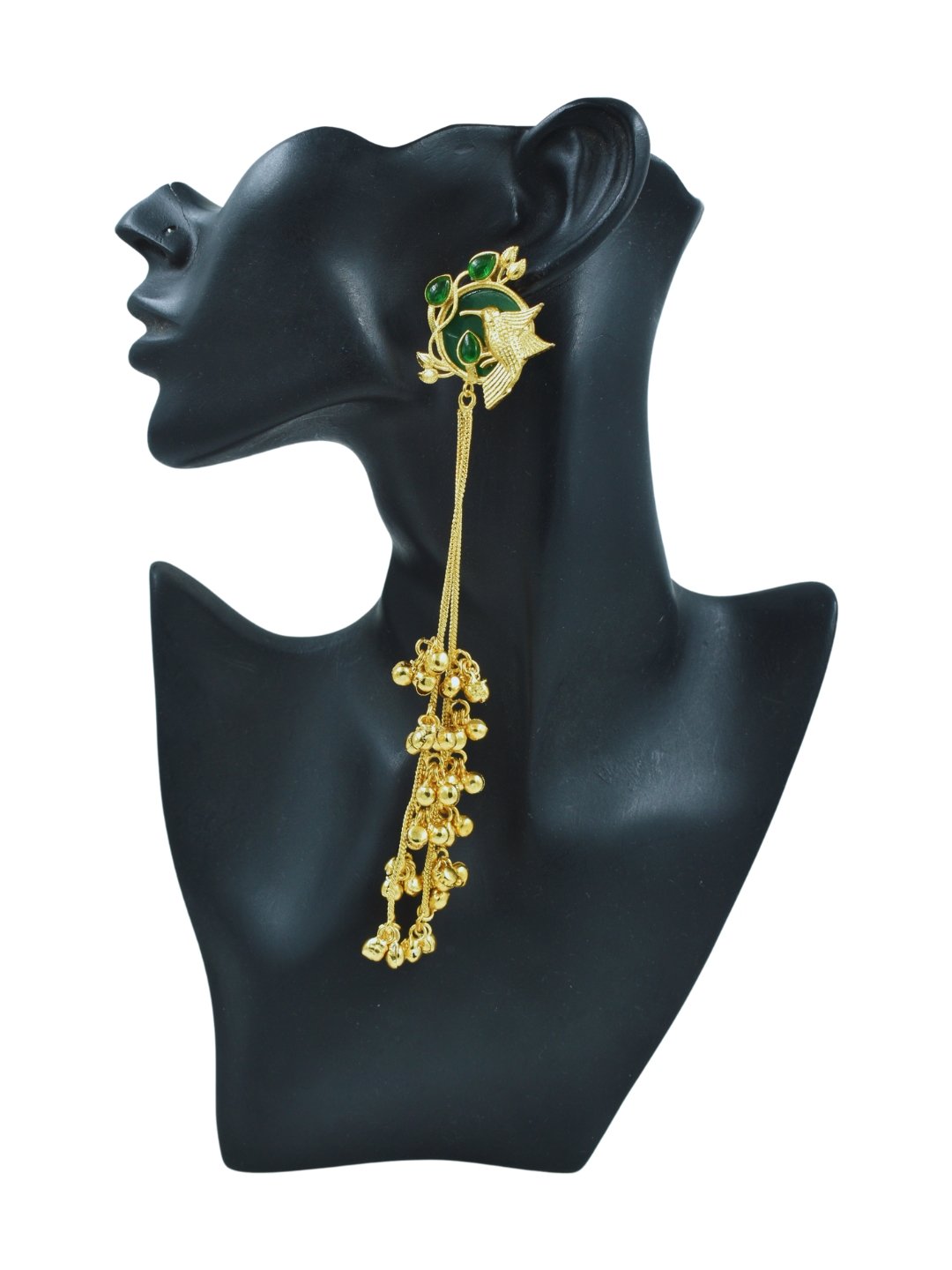 Beautiful Handmade Long Gold Plated Kashmiri Earring Embellished with Ghungroo - Image 4