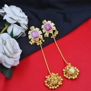 Beautiful Handmade Long Gold Plated Kashmiri Earring Embellished with Ghungroo
