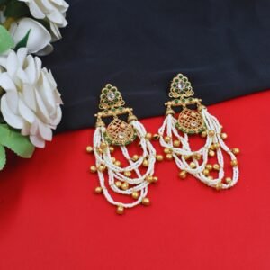 Beautiful Handmade Long Gold Plated Kashmiri Earring Embellished with Ghungroo