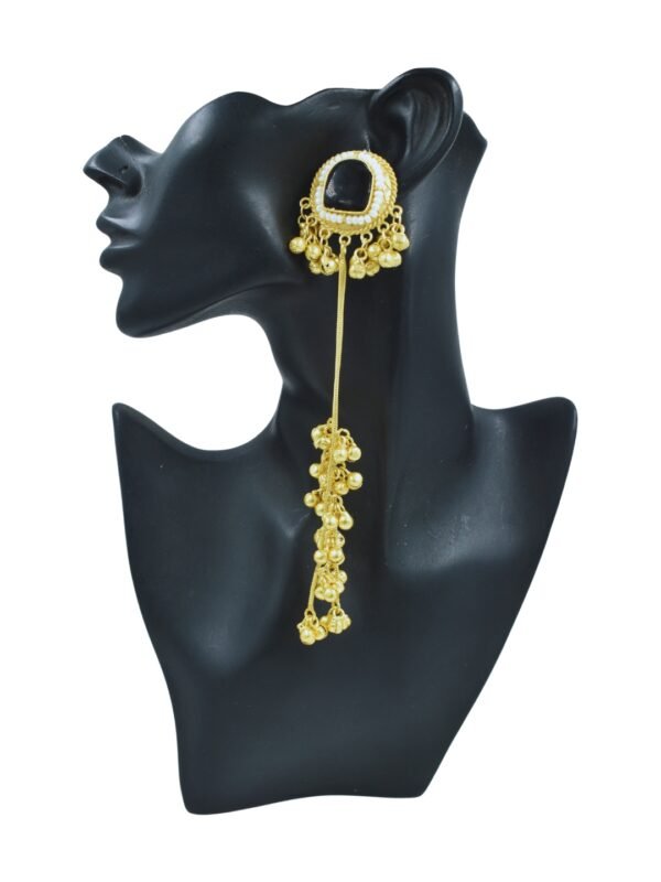 Beautiful Handmade Long Gold Plated Kashmiri Earring Embellished with Ghungroo - Image 4