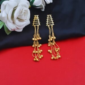 Beautiful Handmade Long Gold Plated Kashmiri Earring Embellished with Ghungroo