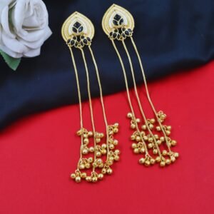 Beautiful Handmade Long Gold Plated Kashmiri Earring Embellished with Ghungroo