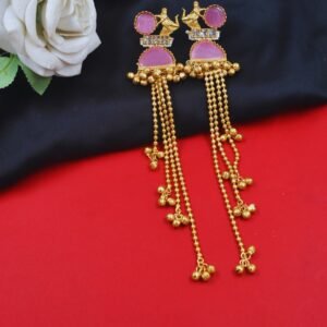 Beautiful Handmade Long Gold Plated Kashmiri Earring Embellished with Ghungroo