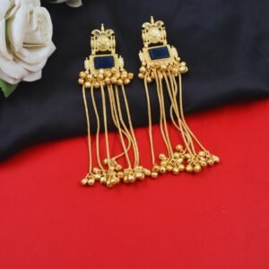 Beautiful Handmade Long Gold Plated Kashmiri Earring Embellished with Ghungroo