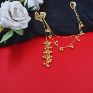 Beautiful Handmade Long Gold Plated Kashmiri Earring Embellished with Ghungroo