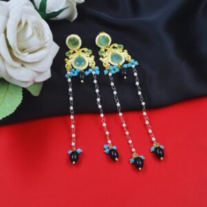 Beautiful Handmade Long Gold Plated Kashmiri Earring Embellished with Ghungroo