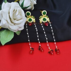 Beautiful Handmade Long Gold Plated Kashmiri Earring Embellished with Ghungroo