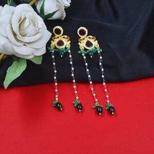 Beautiful Handmade Long Gold Plated Kashmiri Earring Embellished with Ghungroo
