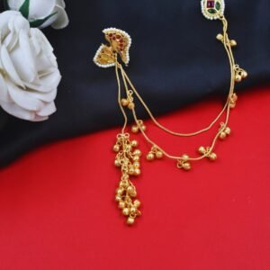 Beautiful Handmade Long Gold Plated Kashmiri Earring Embellished with Ghungroo
