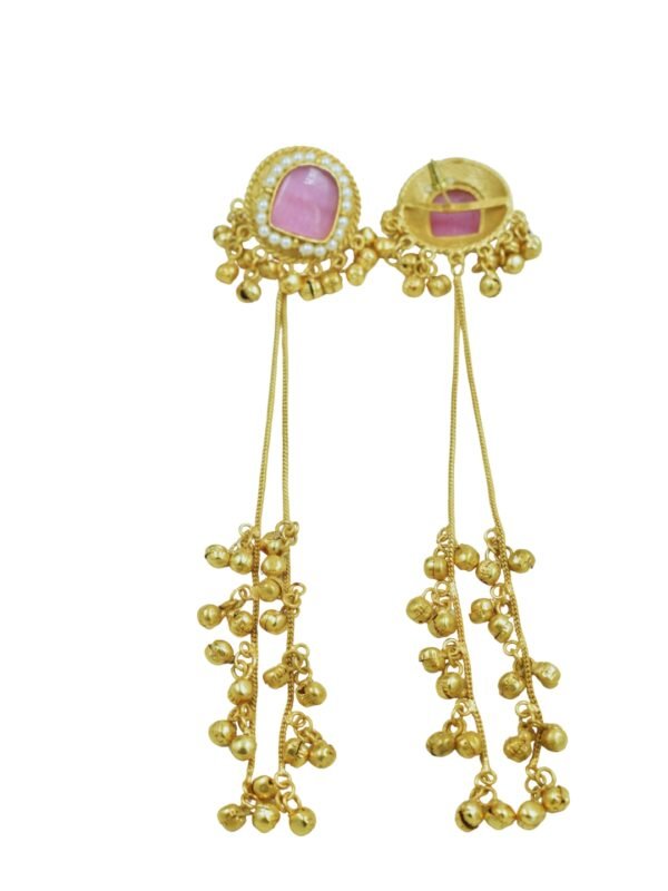 Beautiful Handmade Long Gold Plated Kashmiri Earring Embellished with Ghungroo - Image 5