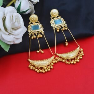 Beautiful Handmade Long Gold Plated Kashmiri Earring Embellished with Ghungroo