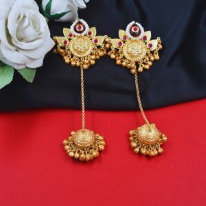 Beautiful Handmade Long Gold Plated Kashmiri Earring Embellished with Ghungroo